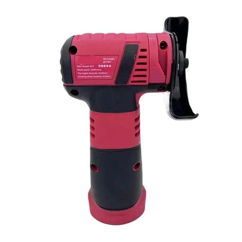 Compact Brushless Micro Angle Grinder Featuring Three Compatible 12 Volt Batteries Fits Standard M12 Style Systems with ergonomic handle.