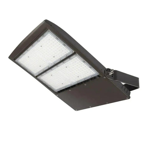 300W/240W/200W/150W LED Flood Light with U Bracket Super Bright 40500LM 4000/5000/5700K UL/DLC angled view with dual panels
