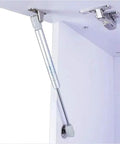 Top Shelf Heavy Duty Gas Struts 2 Pack For Cabinet Doors And Toy Box Lids 150N 33lbs force soft close strut installed in cabinet.