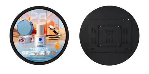 Rock Solid 23.6 Inch Round LCD Digital Display Screen For Business Pro Grade Gear 1280 By 1280 HD Resolution back view with ports.