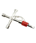 4 Way Cross Water Meter Key Zinc Alloy Multifunction Key For Universal Control Cabinets And Electrical Panels Built To Last Durable Cross Key With Chain Handy Multi Purpose Tool For Meters Trains Cars Elevators Subways And More.