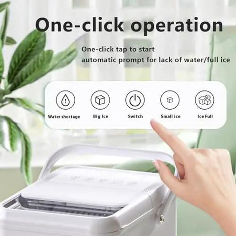 Top Tier Countertop Ice Maker, Self Cleaning Bullet Ice Machine Producing 12 Kg Daily control panel with one-click operation.