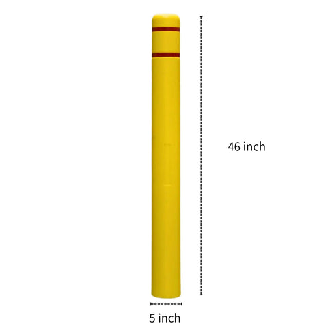 Tough As Nails Heavy Duty Bollard Cover, 46 inch by 5 inch, bright yellow, for parking lots and docks, protects against scrapes.