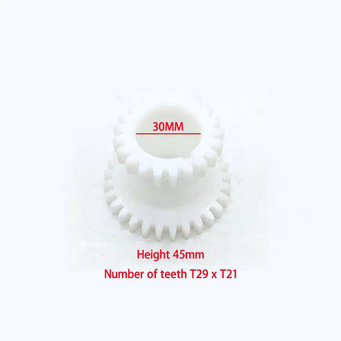 Two Speed Hi Low Plastic Double Gear Set For CJ0618 Mini Lathe Series Replacement Part Built For Small Metal Projects And Handles Tough Cuts With Durable M2.25 Module 45mm Height 30mm Bore 29 Teeth, white gear set