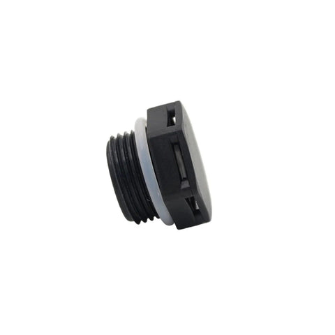 Tough As Nails Heavy Duty Waterproof Nylon Vent Plugs For Machinery And Pipeline Sealing Breathable IP68 Pressure Relief Valve Slick 10 Piece Pack Black M12x15 side view of a nylon vent plug with sealing gasket.