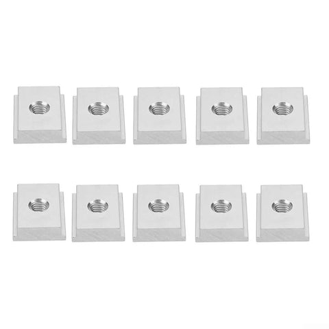 Heavy Duty M8 T Slot Nut Set For Woodworking 10 Piece Aluminum Alloy T Track Sliders displayed in two rows