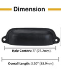 Dimensions of Cast Iron Bin Pulls Set Of 10 3.5 Inch Drawer Pulls Vintage Black Cabinet Handles for kitchen and dresser hardware