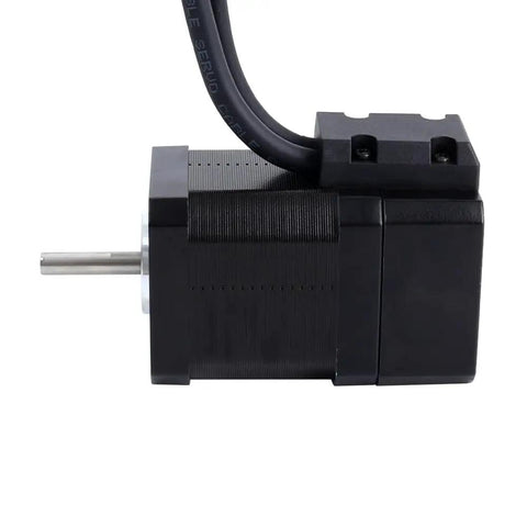 Side view of Nema 17 Closed Loop Stepper Motor With Encoder 52 Ncm Torque, black body, two-phase, ideal for CNC and 3D printers.