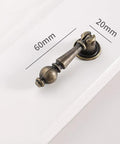 Four Piece Antique Bronze Drawer Pulls Set With Single Hole Mount, shown length 60mm, width 20mm, vintage decorative handle