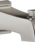 Ashlyn Tub Spout Stainless Steel Non Diverter With One Half Inch IPS Thread Sweat On Connection Includes RP12307 Adapter Assembly For Quick Repair Part Replacement, angled view
