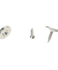 Heavy Duty Magnetic Door Catch And Latch For Kitchen Cabinets And Closets showing screws and magnetic plate in stainless steel