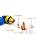 Five Piece P80 Carbon Arc Air Gouging Tips Nozzles For Plasma Cutting Torch Consumables showing torch head and nozzles components.