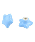 Set Of Six Star Shaped Ceramic Cabinet Knobs With Glossy Finish For Kitchen Drawers And Dressers featuring blue star knobs.