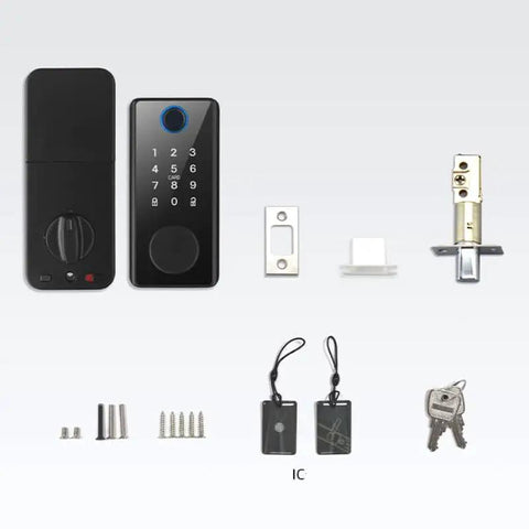 No Fuss Keyless Entry Smart Door Lock With Quick Tap Fingerprint And Password Access Rock Solid Aluminum Alloy with components