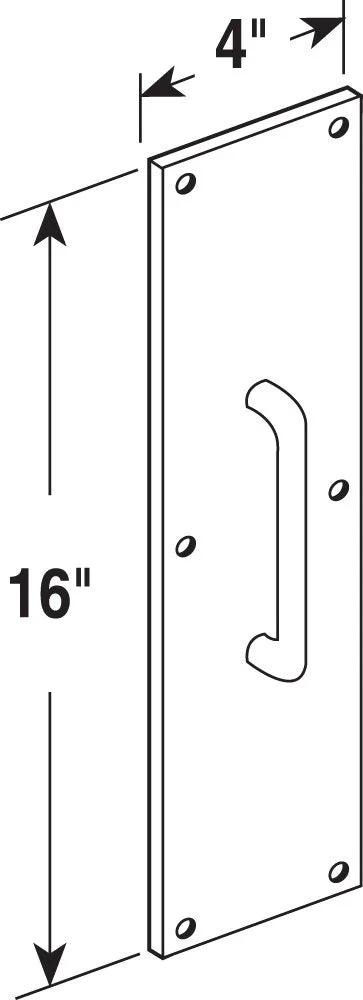 Diagram of Door Pull Plate With Oval Handle In Polished Brass 4 Inch By 16 Inch Solid Brass Commercial Door Hardware With Durable Construction
