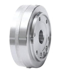 Heavy Duty Flywheel Rotor Replacement For 2002 To 2008 400 CC Snowmobile 2X4 And 4X4 Models side view, silver, circular metal part.