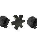One Inch To One Inch L Jaw Coupling Set With Rubber Spider Insert Replacement Interchangeable With Woods Martin Browning And Other L Jaw Couplers Includes Two Halves And Spider Insert For Heavy Duty Machinery shown