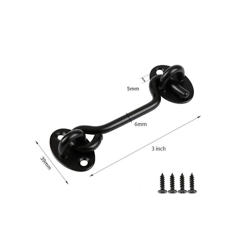 Heavy Duty Sliding Barn Door Hardware Kit Includes Two Premium 3 Inch Steel Hook And Eye Latch With Secure Mounting Screws