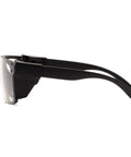 Kickass Ansi Z87 Safety Glasses Featuring Hella Smooth Photochromic Anti Blue Light Lenses With Solid UV400 Protection Lightweight Polycarbonate Frame In Matte Black side view with removable side shields.