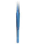 Ultra Fine 0.15mm Ti Alloy Tip For Phone Board Repair Soldering Bent Head Magnetic Tool For Fingerprint Line Welding Electronics And Jewelry Labs in blue color.