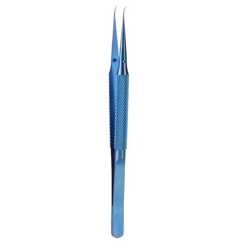 Ultra Fine 0.15mm Ti Alloy Tip For Phone Board Repair Soldering Bent Head Magnetic Tool For Fingerprint Line Welding Electronics And Jewelry Labs in blue color.