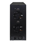 Back view of Straight Fire 8 Bay Thunderbolt 3 Hardware Raid Enclosure with dual Mini-SAS ports and cooling fans.