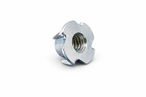 Close-up of T Nut from Beefy Heavy Duty Furniture Leveling Feet With 3 Inch Stem And Five Sixteenths By Eighteen Thread Adjustable Glides