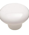 Crisp White Ceramic Round Cabinet Knob Delivers Old School Charm To Kitchens And Furniture With A Slick Heritage Finish, 1-1/2 inch size.