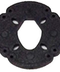 Black circular component for Beefy Ultra Durable Polypropylene Wakizashi Trainer With Light Sheath Realistic Weight And Feel Faux Woodgrain Texture