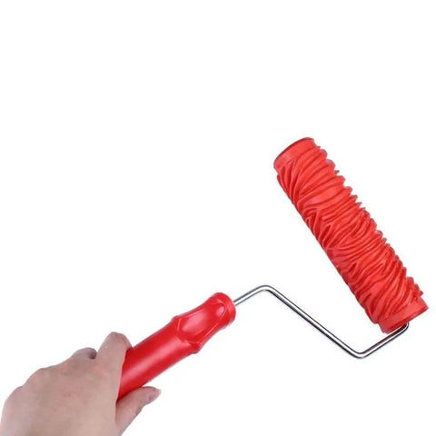 Game Changing Wall Embossing Roller For DIY Pros Create Dope Textured Finishes On Interior Paint Jobs This Bad Ass Tool with red textured surface.