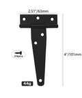 4 Inch T Shape Shed Door Hinges Heavy Duty 4 Pack For Barn Doors Fence Gates And Windows Carbon Steel Outdoor Use diagram
