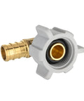 Pack Of 2 1/2 In Pex To 1/2 In Female NPT Swivel Elbow Brass Crimp Fittings Lead Free Fits Pex B Or C Tubing Works With Stainless Steel Clamp Or Copper Crimp Ring Systems ASTM F1807 NSF 61 NSF 372 Certified, brass and gray elbow fitting