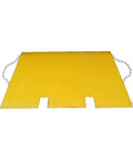 Heavy Duty Steel Shipping Container Ramp For Trucks And Forklifts 16000 Pound Diamond Plate Bridge built with a yellow surface.