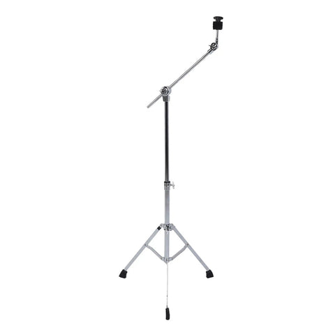 Heavy Duty Adjustable Drum Cymbal Stand With Foldable Iron Base For Gig Ready Setup, 47.2 inches tall, chrome finish.