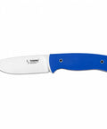 Fixed Blade Knife With Blue G10 Handle, 3.86 Inch Full Tang, AUS 8 Steel, Leather Sheath, Rugged Beast Of A Survival Camping Knife For Outdoor Prep And Bushcraft, Made In Japan