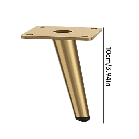 Brushed Gold Furniture Legs Set 4 Pcs 10cm Gamechanger Replacement showing single brushed gold iron leg with dimensions