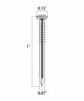 Diagram of a 1-inch zinc wall nail from Must Have DIY Screw Kit For Home Projects No 8 Self Tapping Sheet Metal Screws And No 8 Phillips Truss Head Wood Screws In Stainless Steel Plus 1 Inch Wall Nails Zinc Drywall Screws And Drywall Anchors Assortment Kit