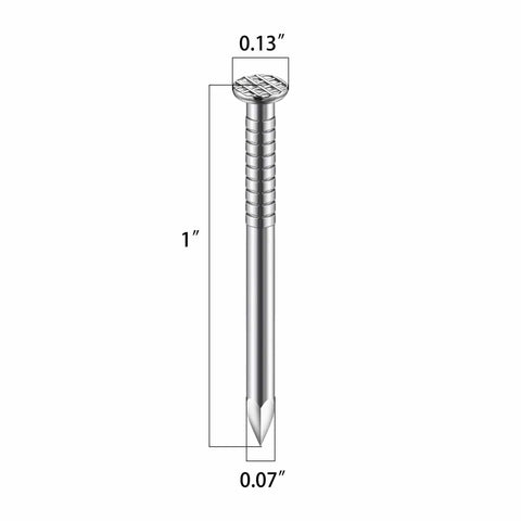 Diagram of a 1-inch zinc wall nail from Must Have DIY Screw Kit For Home Projects No 8 Self Tapping Sheet Metal Screws And No 8 Phillips Truss Head Wood Screws In Stainless Steel Plus 1 Inch Wall Nails Zinc Drywall Screws And Drywall Anchors Assortment Kit