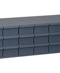 Front view of Gray Cold Rolled Steel 18 Drawer Storage Cabinet for serious part organization with full width handles.