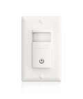 Motion Sensor Light Switch No Neutral Wire With Adjustable Sensitivity, PIR Infrared Activation, Single Pole, white front view