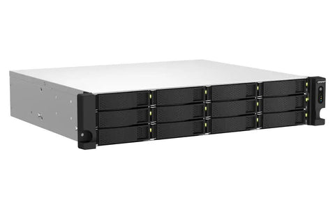 Heavy Duty 2U Rackmount Network Attached Storage Server Featuring Intel Celeron Processor And Eight Gigabytes Of Memory, front view with multiple drive bays.