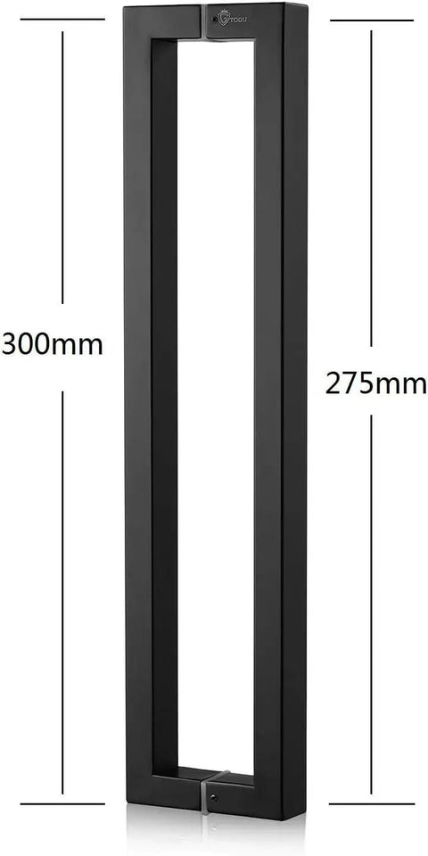 12 Inch Heavy Duty Stainless Steel Door Handle With Solid Standoffs, Rectangle Push-Pull Design, SUS 304 Matte Black, R3825, Tough As Nails Built To Last For High-Traffic Commercial Doors, 300mm door pull
