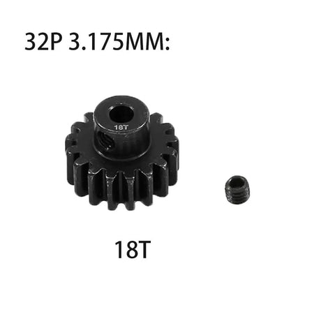 Steel 3.175mm 18T pinion gear with screw, 32P pitch, for 1/10 RC crawlers and trucks, compatible with Traxxas Arrma HSP HPI AXIAL Tamiya LOSI