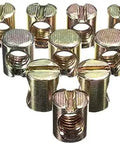 Built Different M4 Barrel Nuts For Furniture Assembly Total Game Changer In Home Repair Zinc Plated Steel Connectors Cross Positioning Pins. Heavy duty M4 barrel nuts, zinc plated steel, perfect for secure furniture assembly.