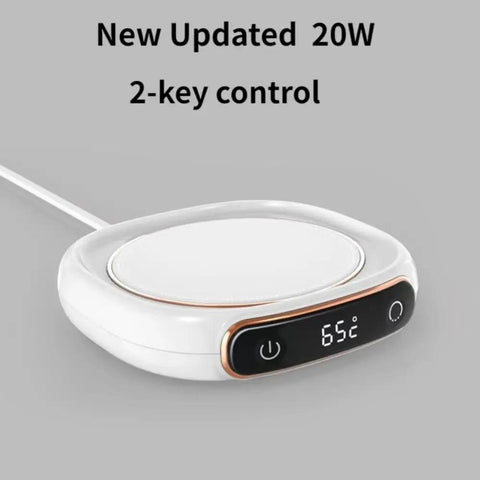 Premium Usb Cup Warmer Featuring Smart Thermostatic Three Heat Settings For Coffee Mug Milk Tea And Water Heating Coaster with digital display and 2-key control.