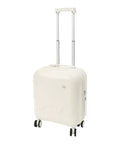 Mint Blue And Pearl White 18 Inch Carry On Suitcase With A Built In USB Charging Port And Roomy Power Bank Pocket For Traveling side view