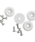 Professional Replacement Rubber Feet And Sturdy Screws For Cheese Slicers set of four white rubber pads and screws for mounting.