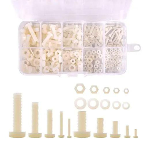 Nylon Screw Nut Washer Assortment Kit M2 To M5 With 270 Pieces in Clear Plastic Box for DIY Projects and Electronics