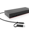 Slick Hybrid Usb C And Usb A Dock With 90W Fast Charge, dual ports and power cable, compact size for workstation connectivity.