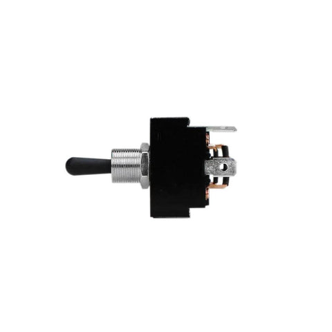 Side view of JQ-OS replacement operating switch for electric tongue jack; black housing with threaded silver shaft.